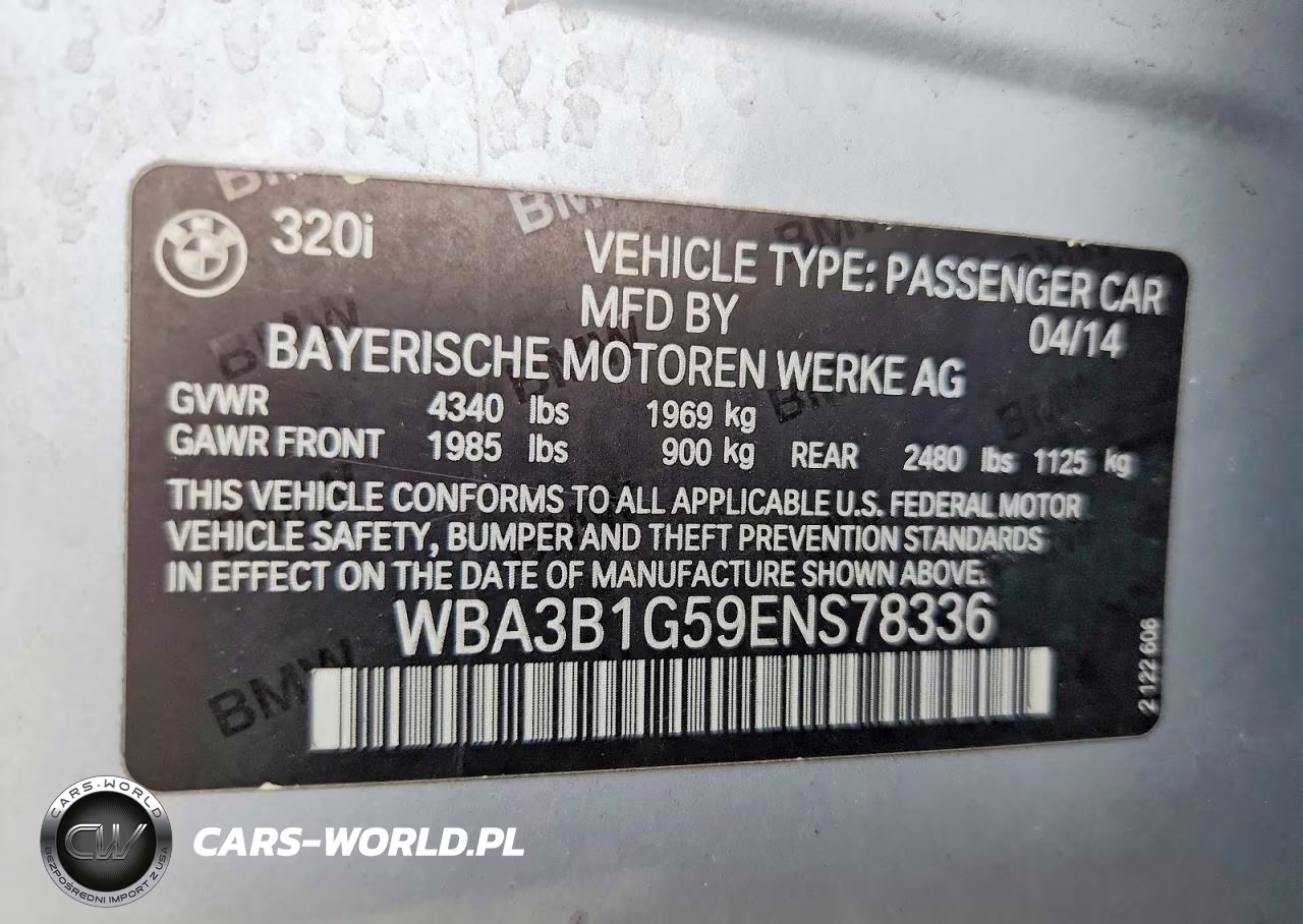 2014 BMW 320 I VIN:WBA3B1G59ENS78336 - 12