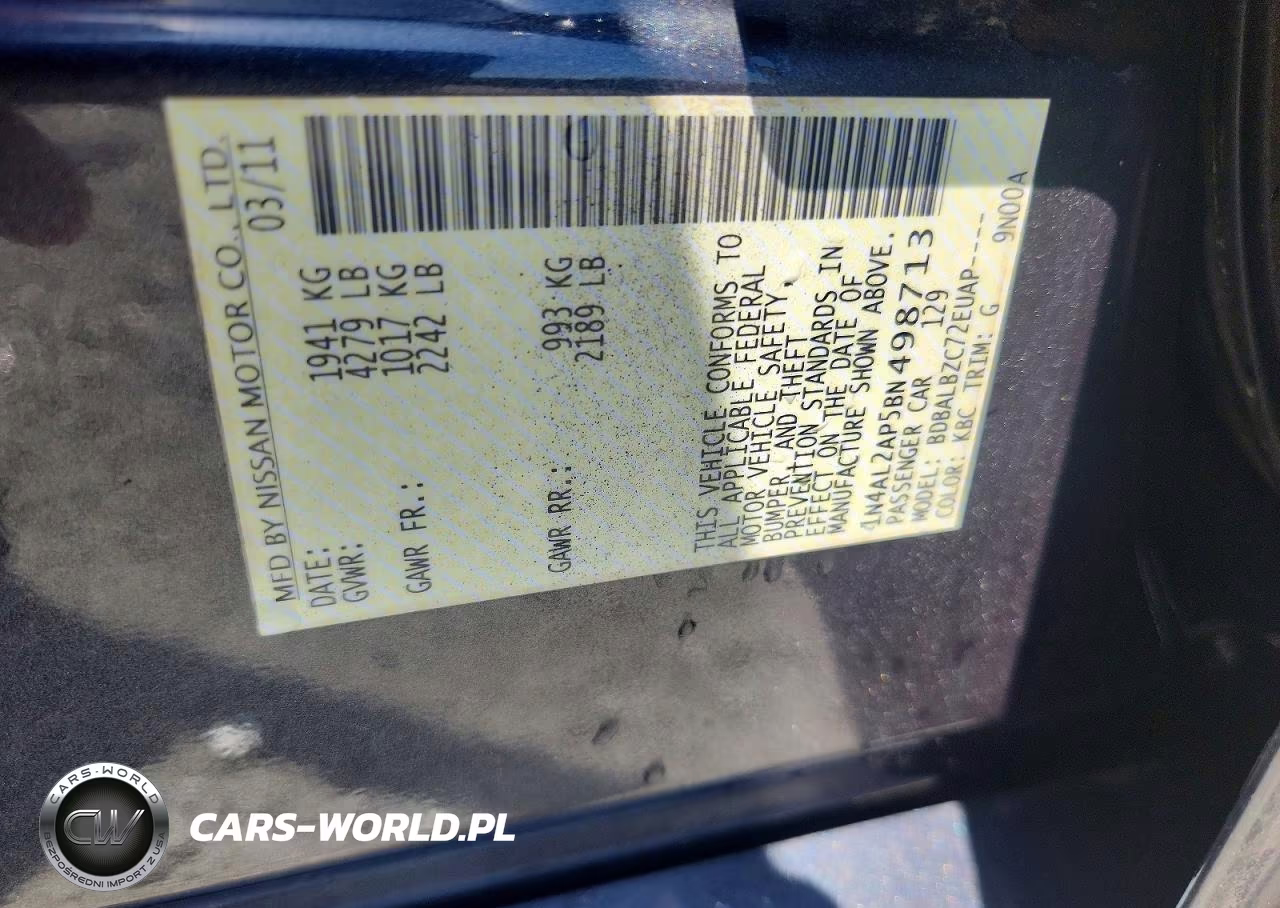 2011 Nissan Altima 2.5 VIN:1N4AL2AP5BN498713 - 12
