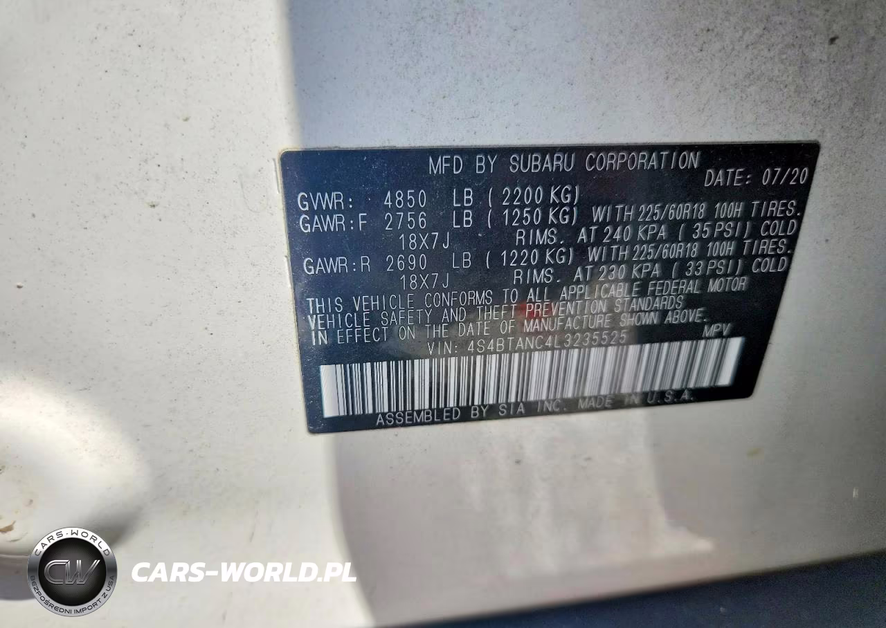 2020 Subaru Outback Limited VIN:4S4BTANC4L3235525 - 14