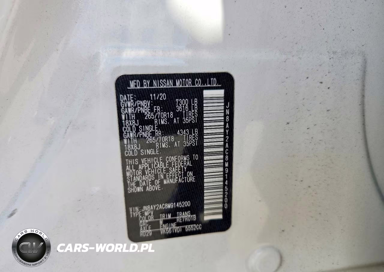 2021 Nissan Armada Sv VIN:JN8AY2AC8M9145200 - 12