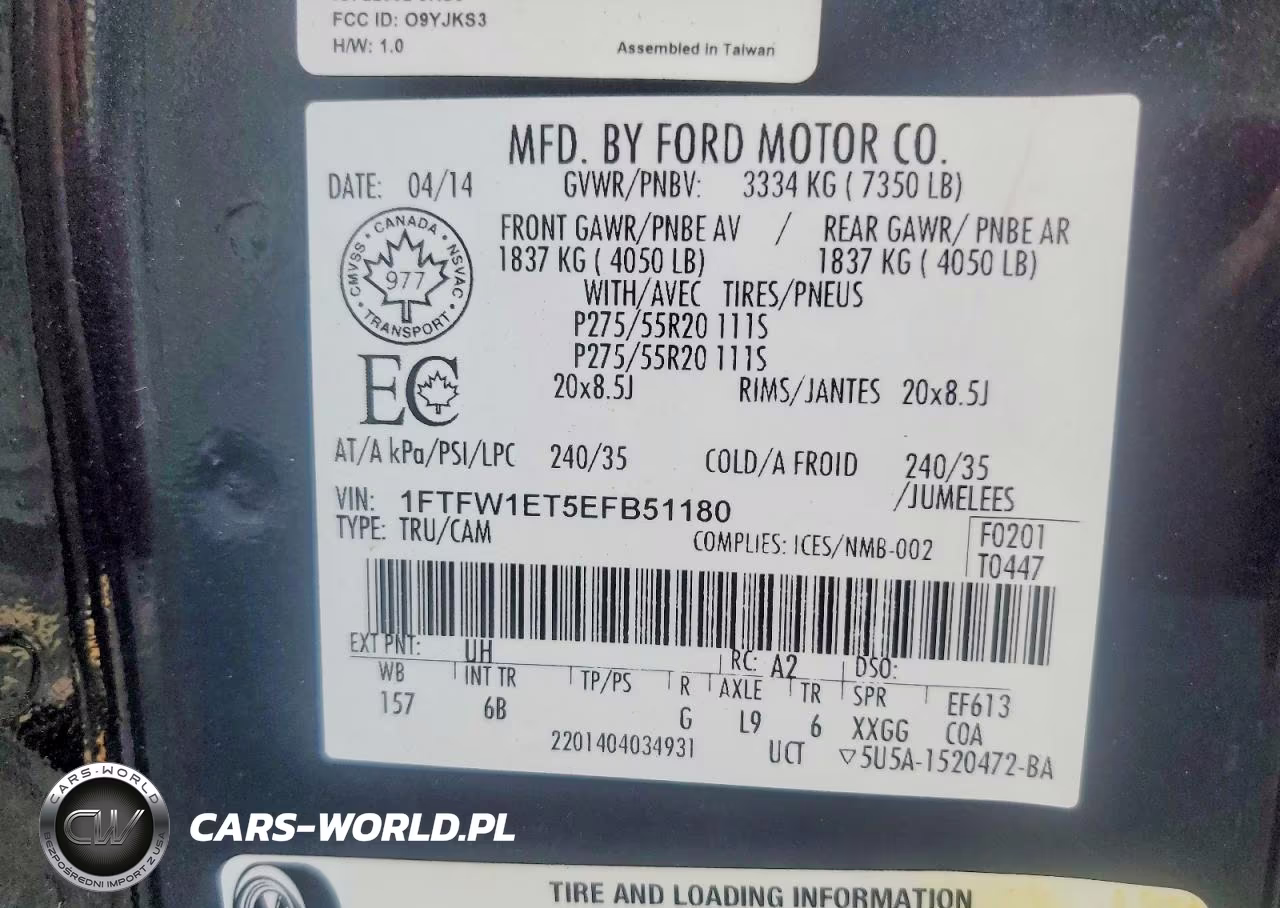 2014 Ford F150 Supercrew VIN:1FTFW1ET5EFB51180 - 12
