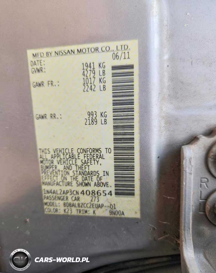 2012 Nissan Altima 2.5 VIN:1N4AL2AP3CN408654 - 12