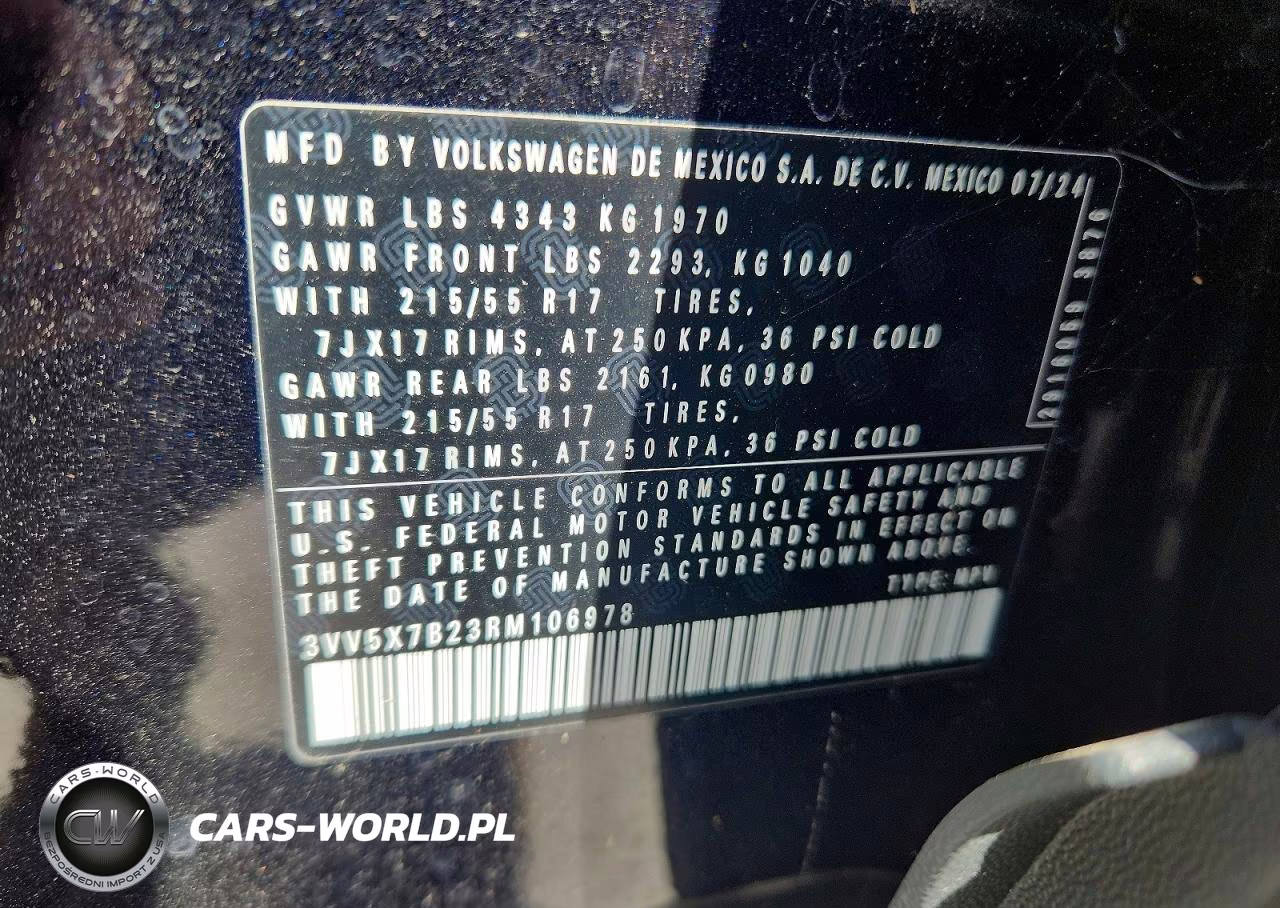 2024 Volkswagen Taos S VIN:3VV5X7B23RM106978 - 13