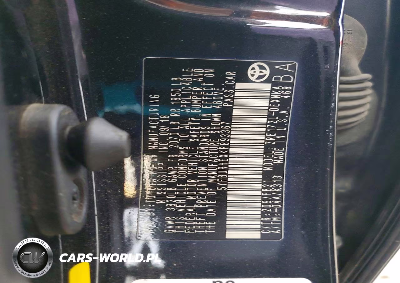 2019 Toyota Corolla Le VIN:5YFBURHEXKP893367 - 12