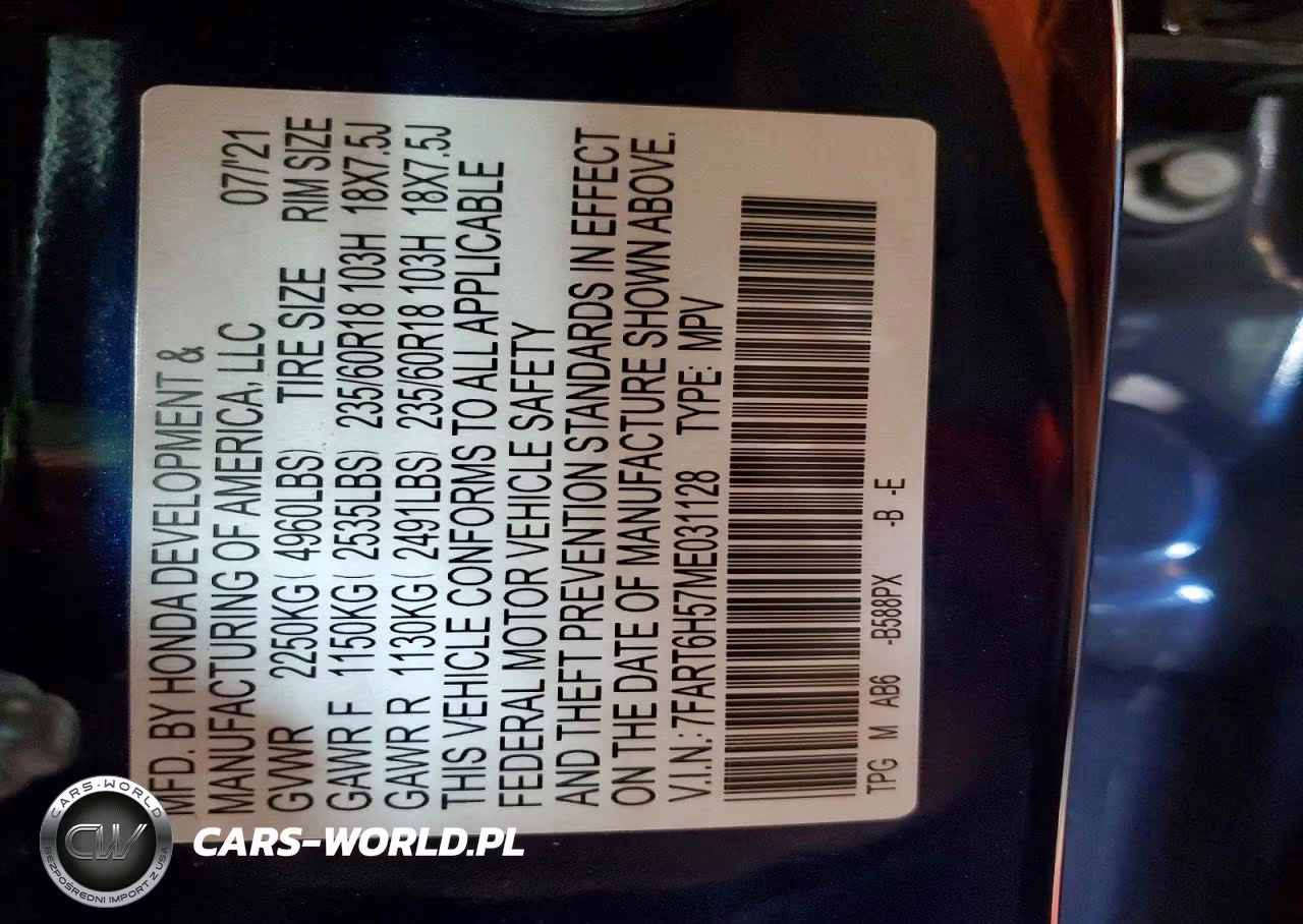 2021 Honda Cr-V Ex VIN:7FART6H57ME031128 - 12