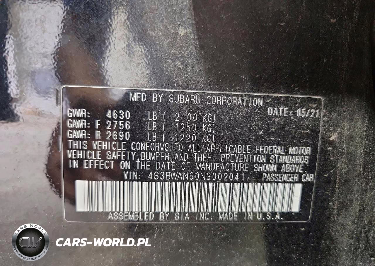 2022 SUBARU LEGACY LIMITED VIN:4S3BWAN60N3002041 - 13