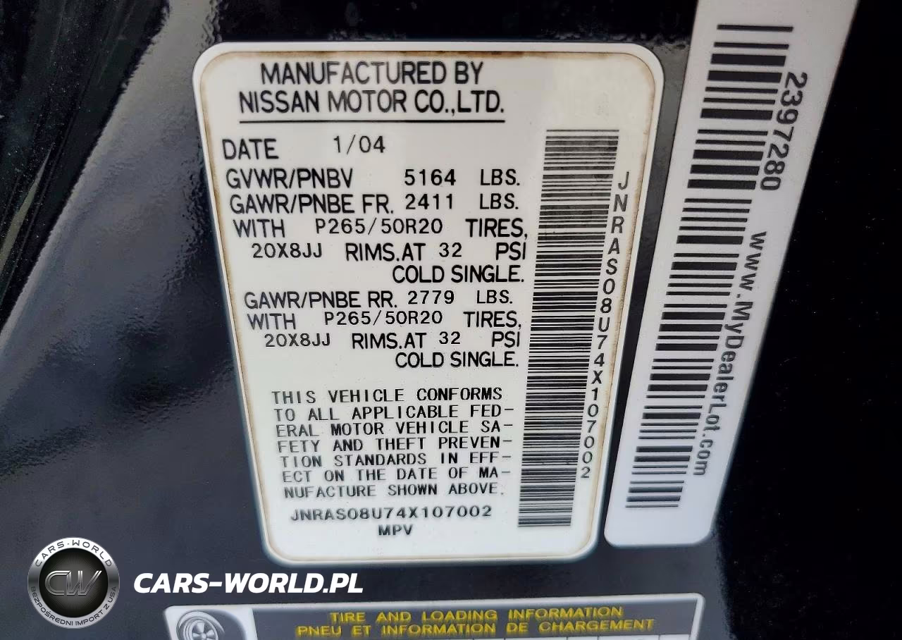 2004 Infiniti Fx35 Base VIN:JNRAS08U74X107002 - 14