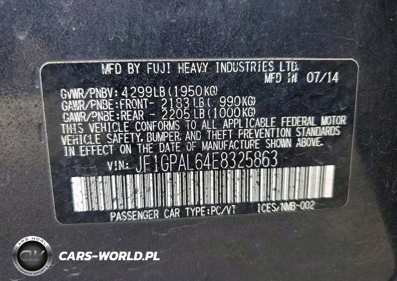 2014 Subaru Impreza Sport Premium VIN:JF1GPAL64E8325863 - 12