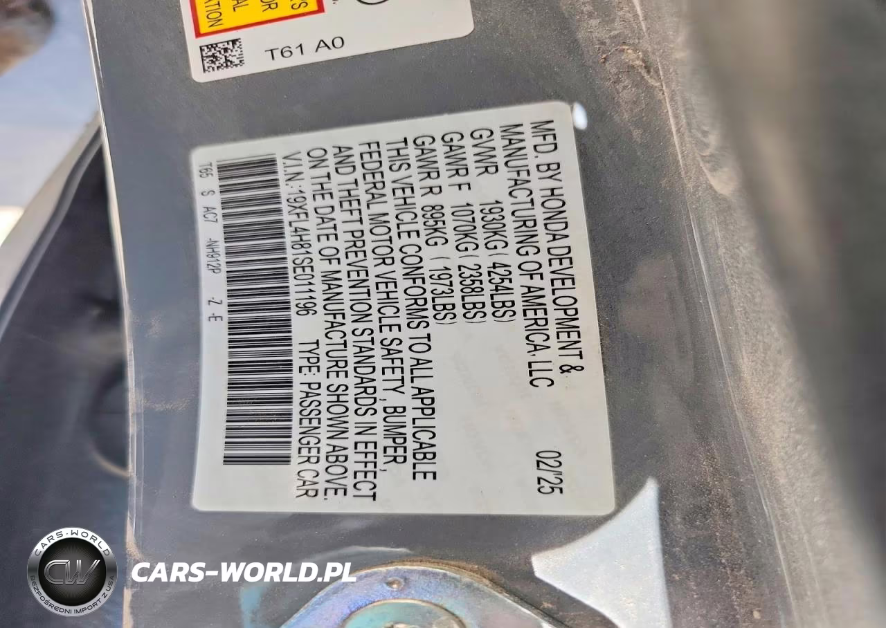 2025 Honda Civic Sport VIN:19XFL4H81SE011196 - 13