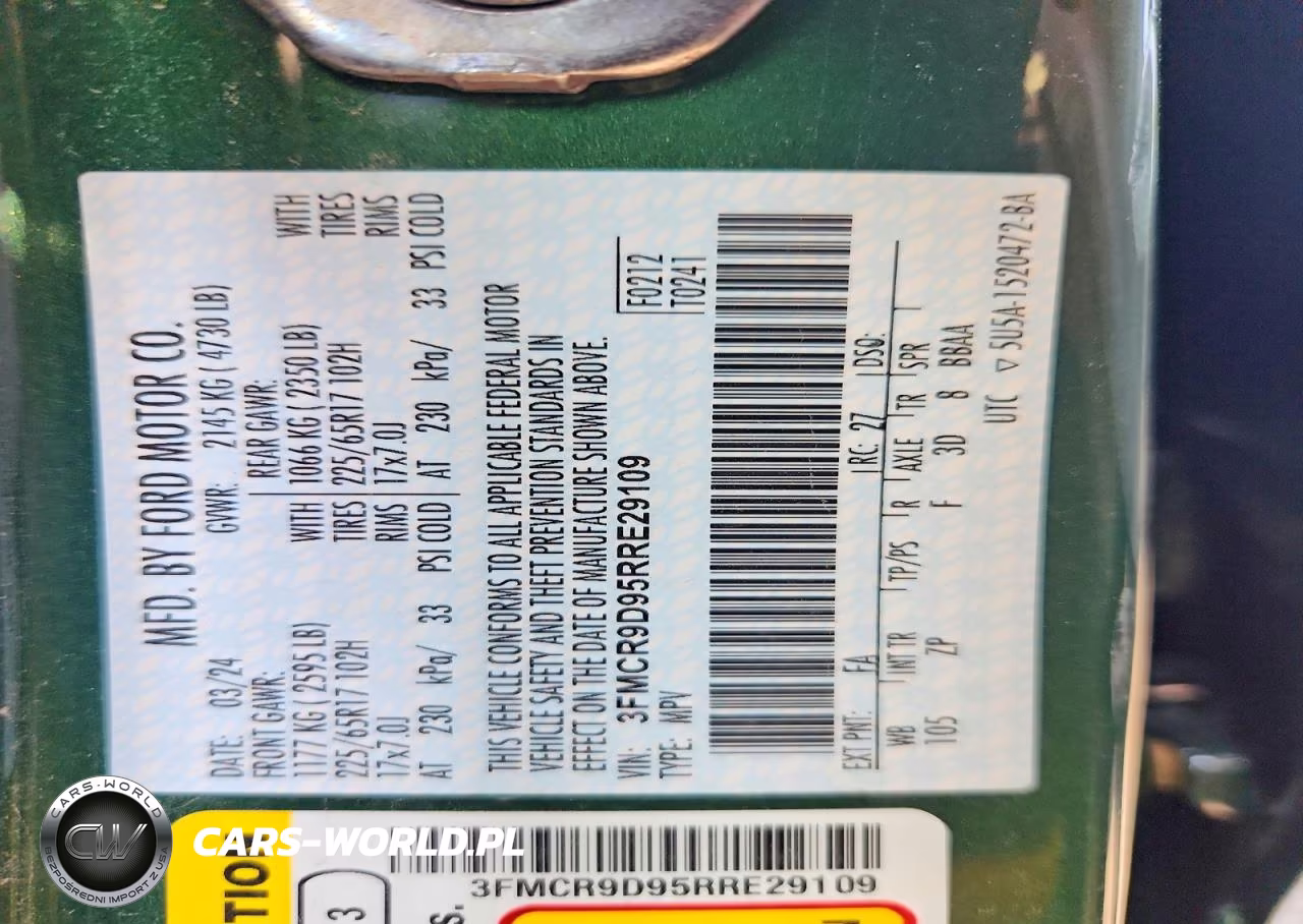 2024 Ford Bronco Sport Badlands VIN:3FMCR9D95RRE29109 - 13