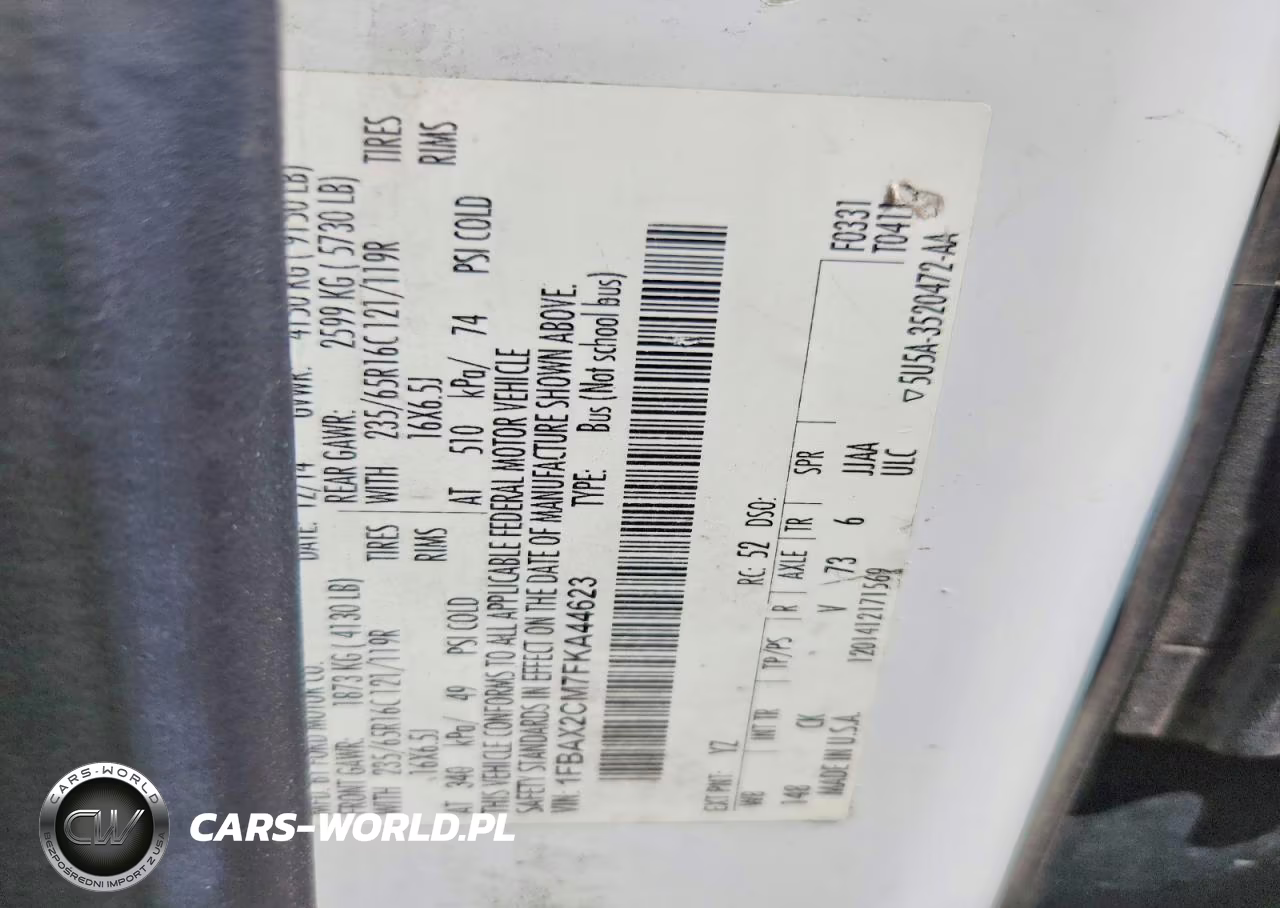 2015 Ford Transit T-350 VIN:1FBAX2CM7FKA44623 - 13