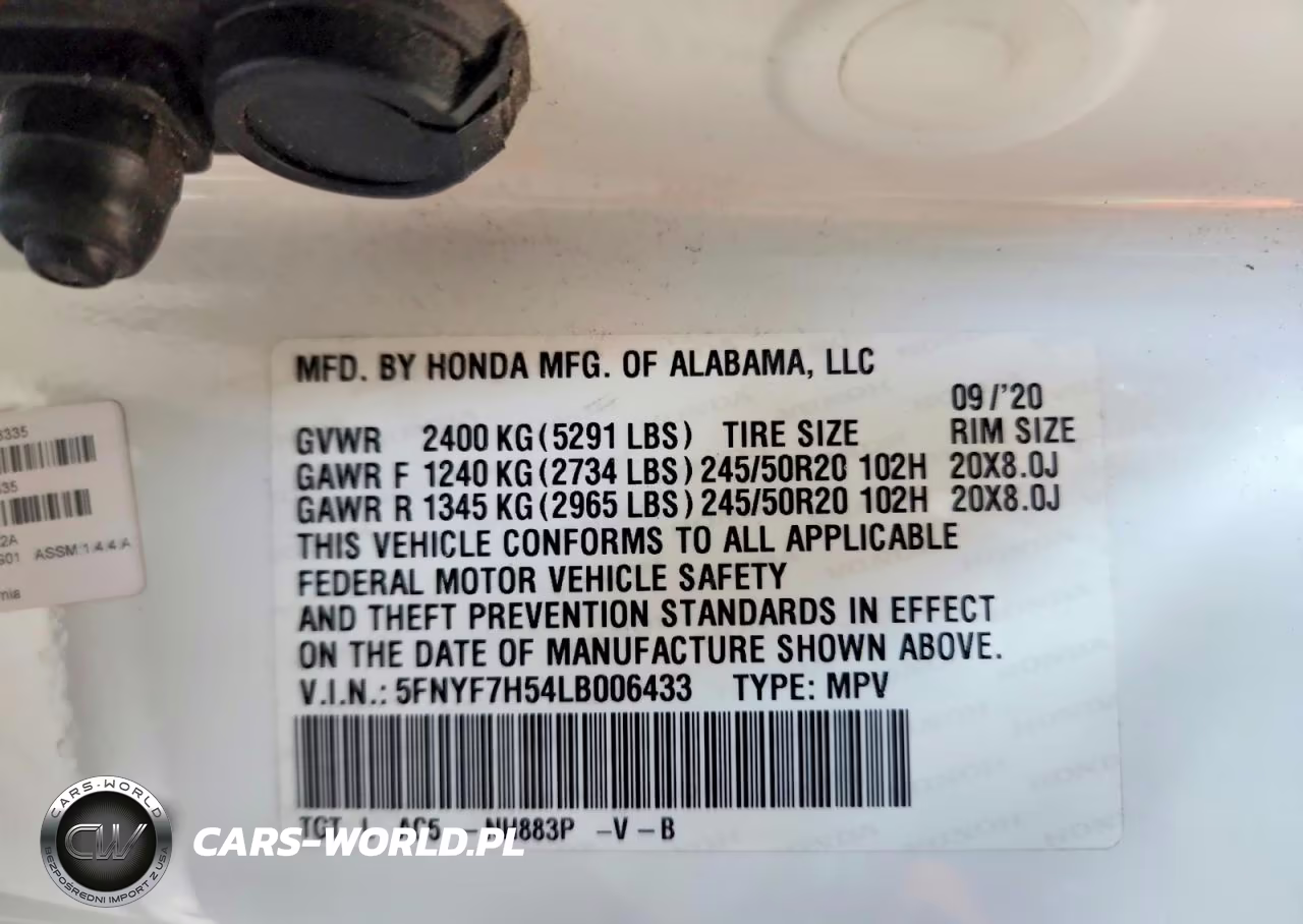 2020 Honda Passport Exl VIN:5FNYF7H54LB006433 - 14