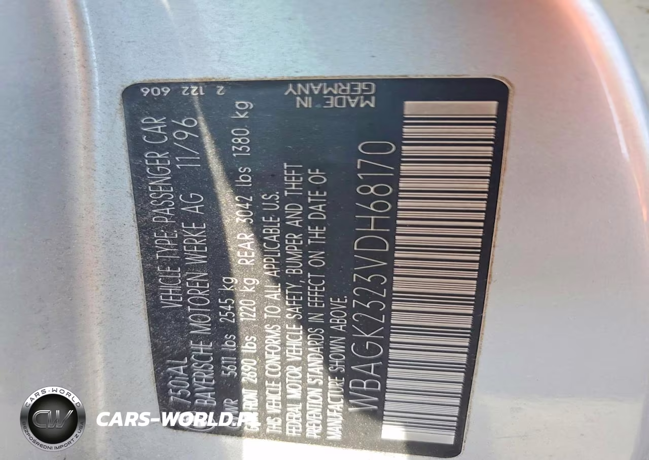 1997 BMW 750 Il VIN:WBAGK2323VDH68170 - 12
