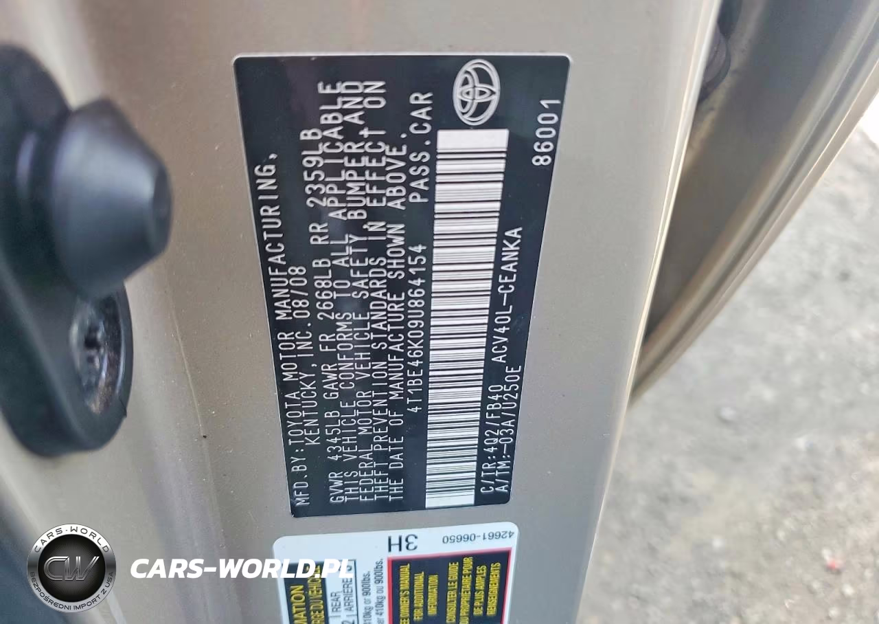 2009 Toyota Camry Base VIN:4T1BE46K09U864154 - 12