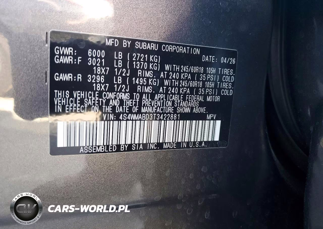 2026 Subaru Ascent Premium VIN:4S4WMABD3T3422881 - 12