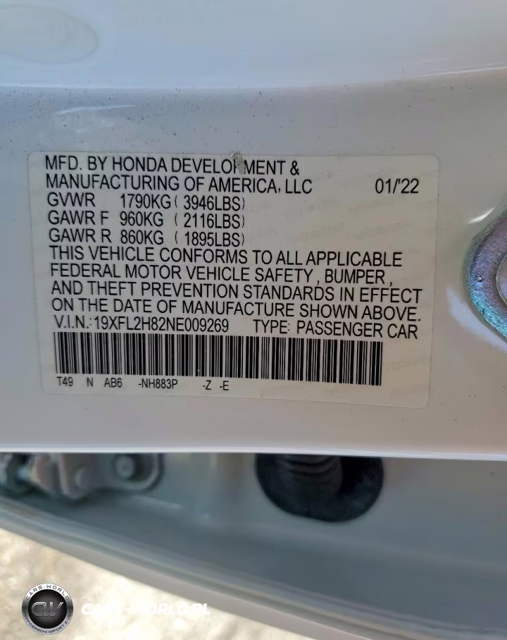 2022 Honda Civic Sport VIN:19XFL2H82NE009269 - 12