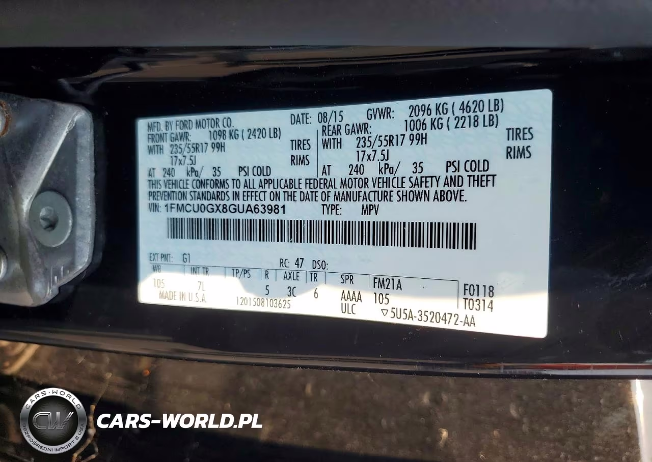 2016 Ford Escape Se VIN:1FMCU0GX8GUA63981 - 12