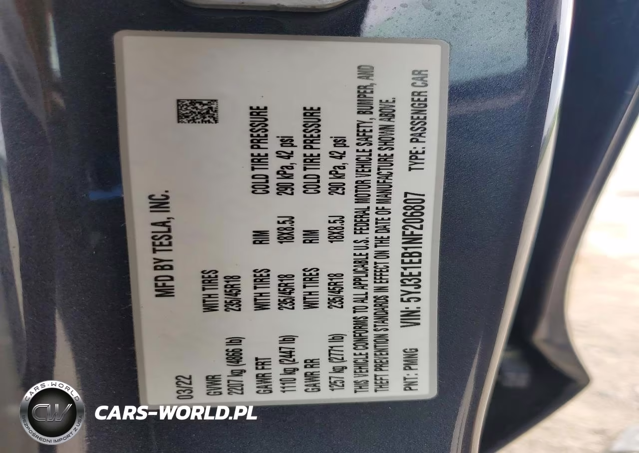 2022 Tesla Model 3 VIN:5YJ3E1EB1NF206807 - 13