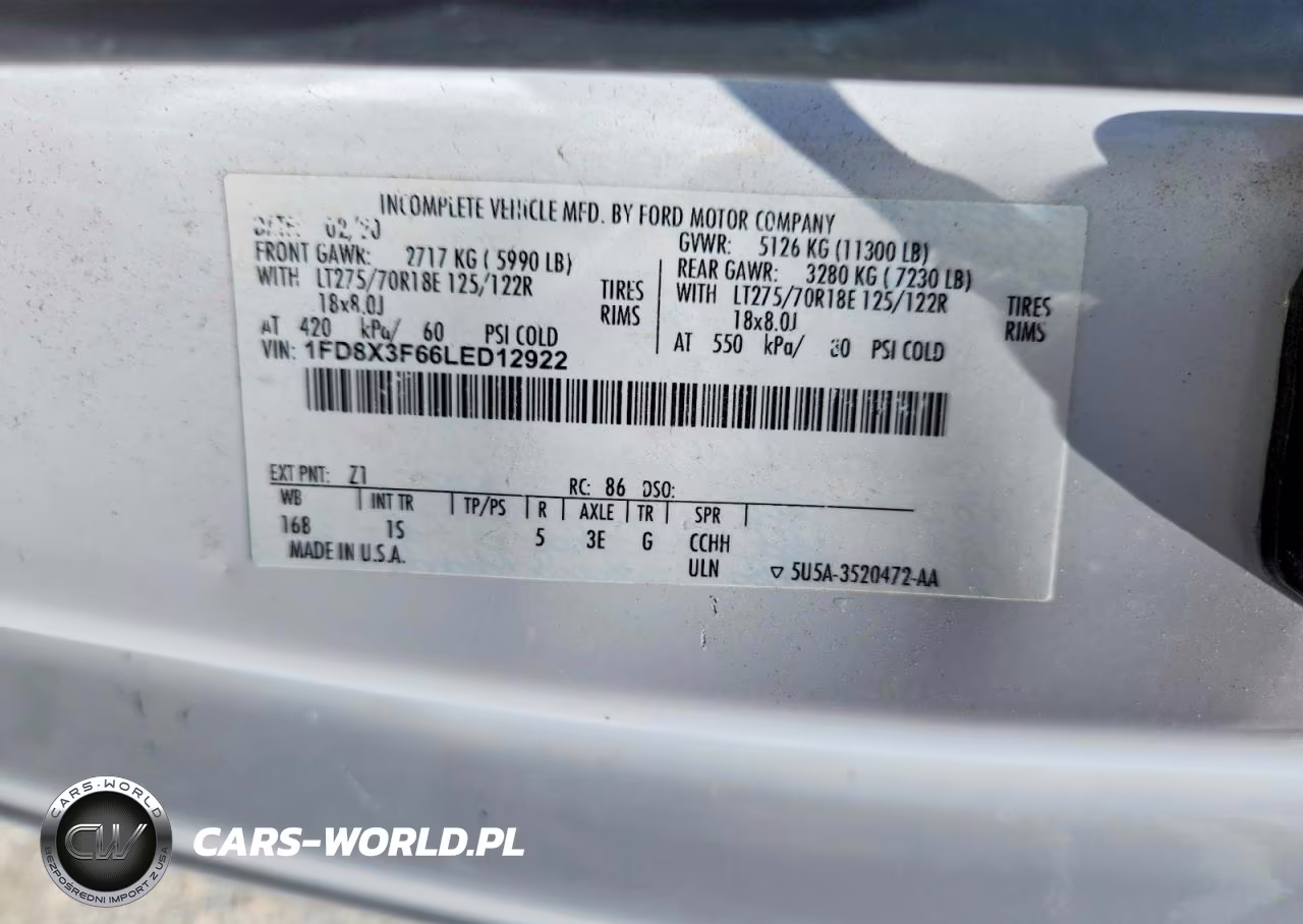 2020 Ford F350 Super Duty VIN:1FD8X3F66LED12922 - 12