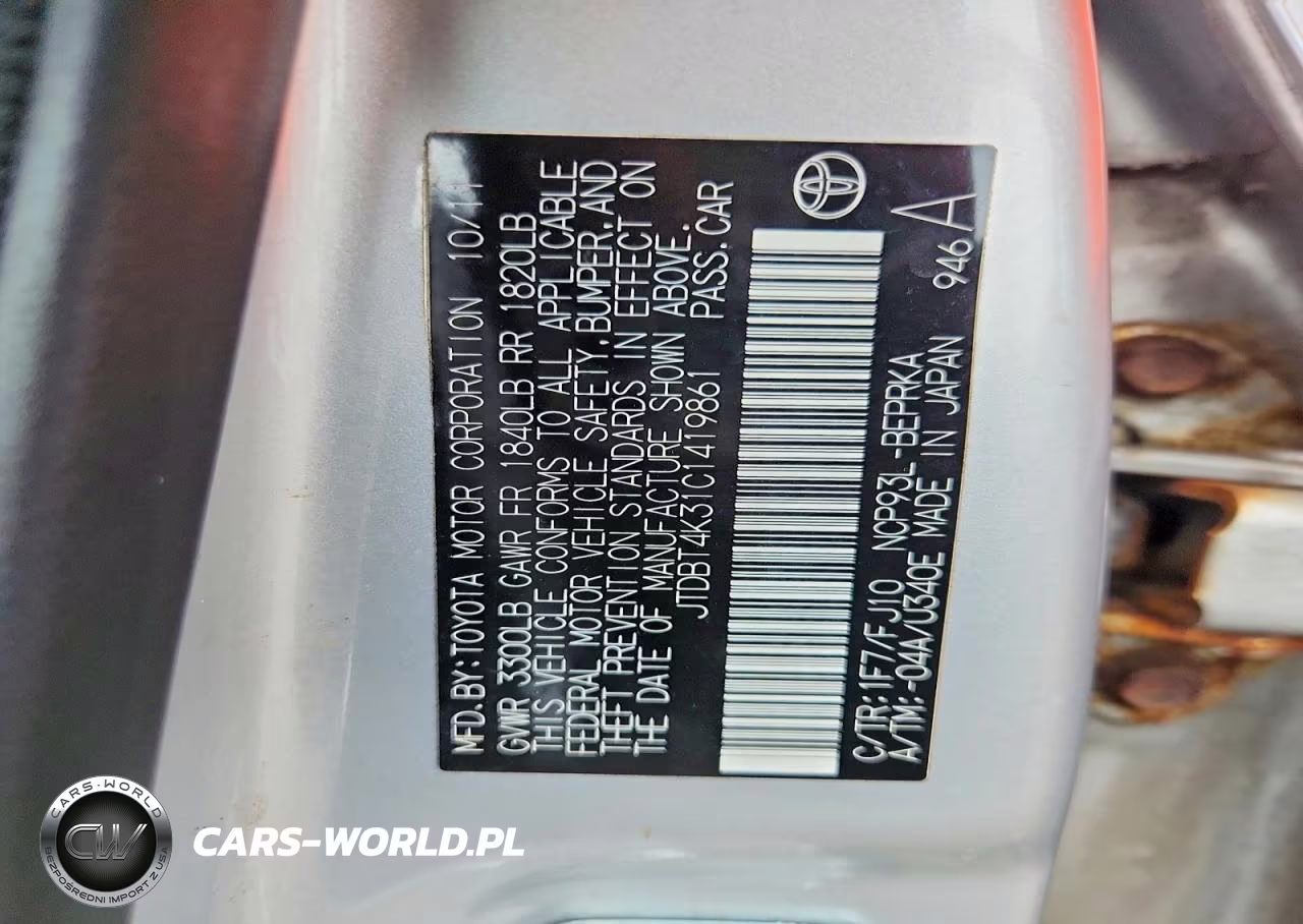 2012 Toyota Yaris Fleet VIN:JTDBT4K31C1419861 - 12