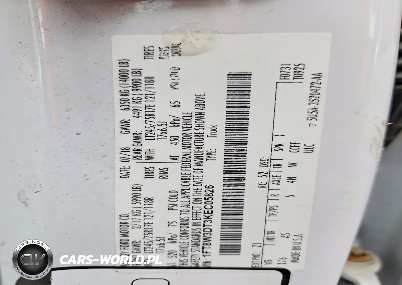2019 Ford F350 Super Duty VIN:1FT8W3DT3KEC05826 - 11