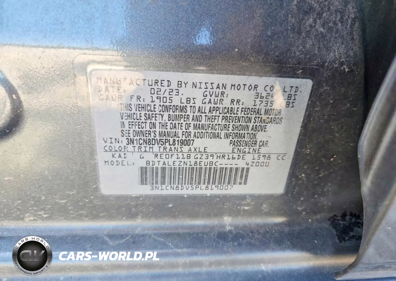 2023 Nissan Versa S VIN:3N1CN8DV5PL819007 - 12