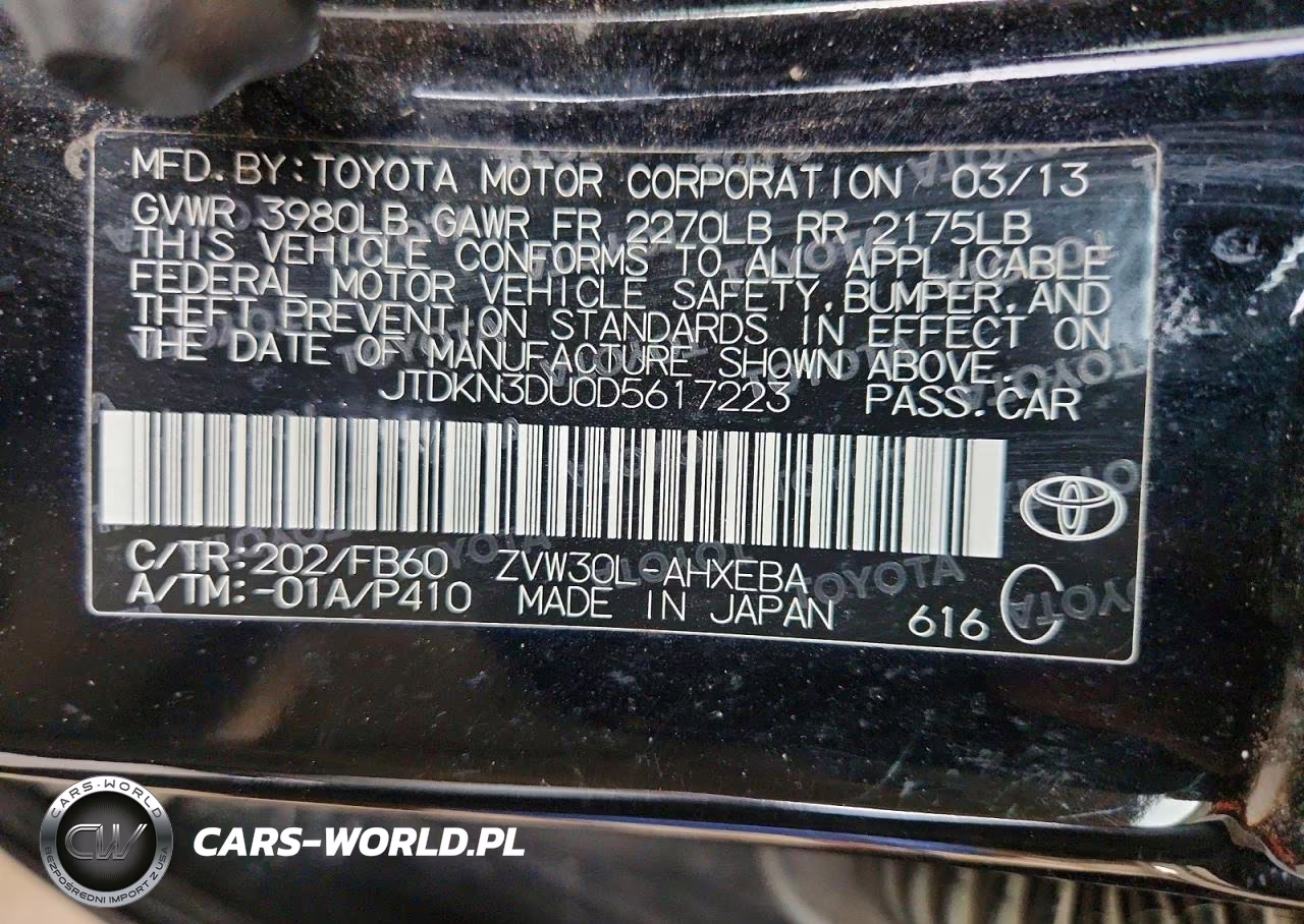 2013 Toyota Prius Three VIN:JTDKN3DU0D5617223 - 13