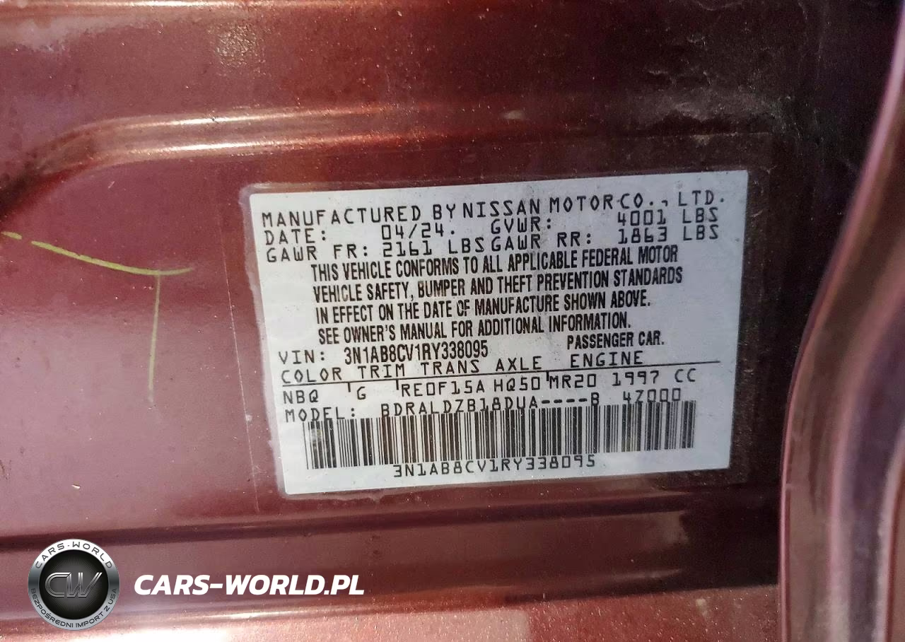 2024 Nissan Sentra Sv VIN:3N1AB8CV1RY338095 - 12