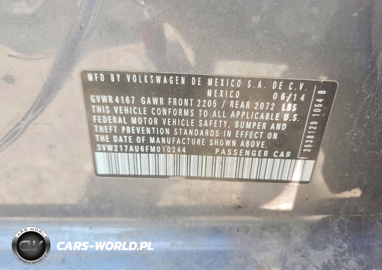 2015 Volkswagen Golf VIN:3VW217AU6FM010244 - 12