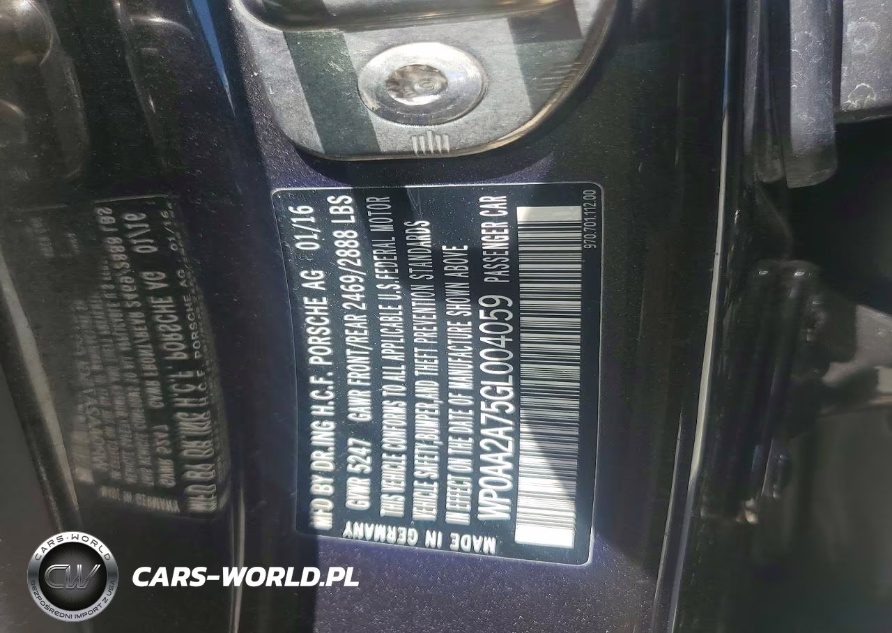 2016 Porsche Panamera 2 VIN:WP0AA2A75GL004059 - 12