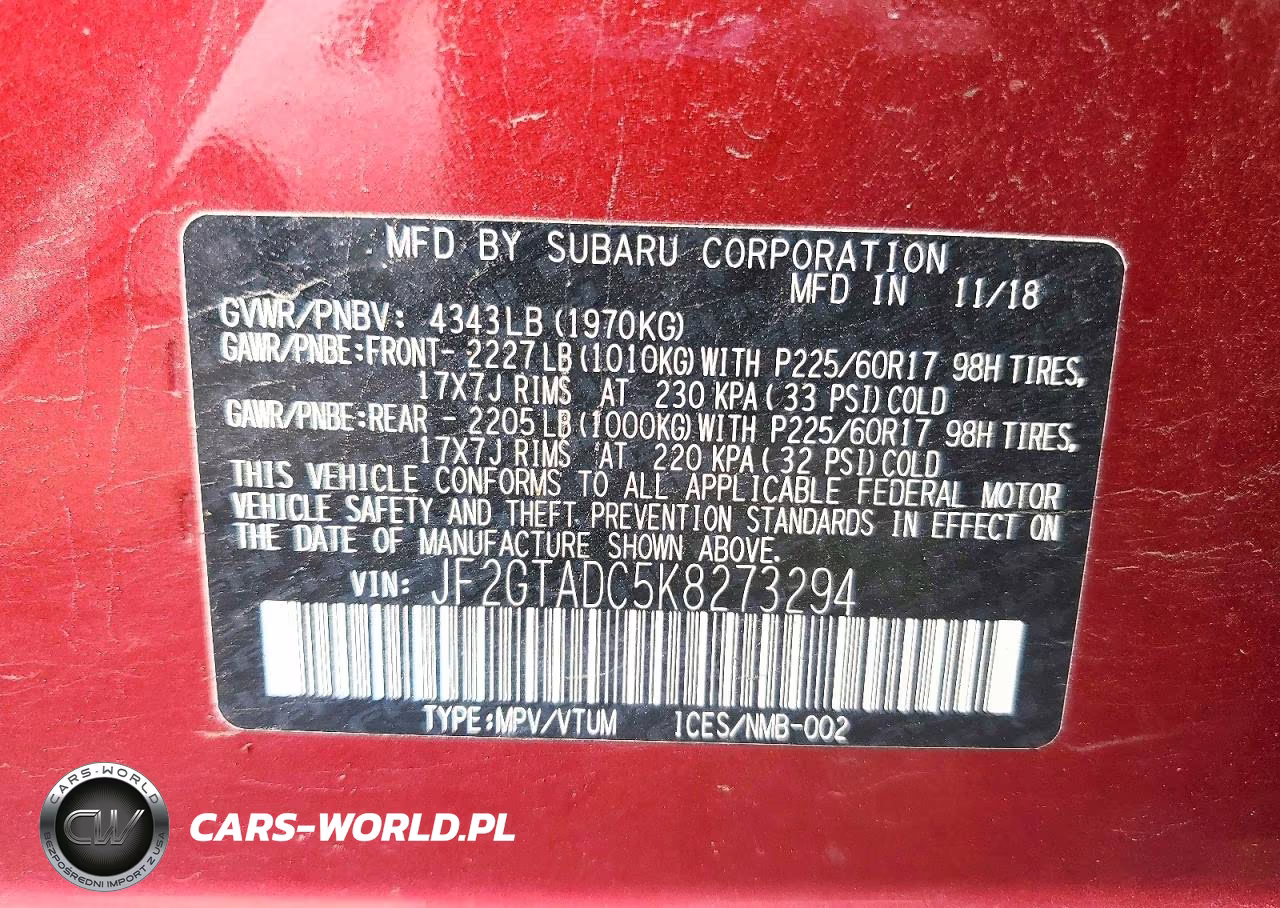 2019 Subaru Crosstrek Premium VIN:JF2GTADC5K8273294 - 13