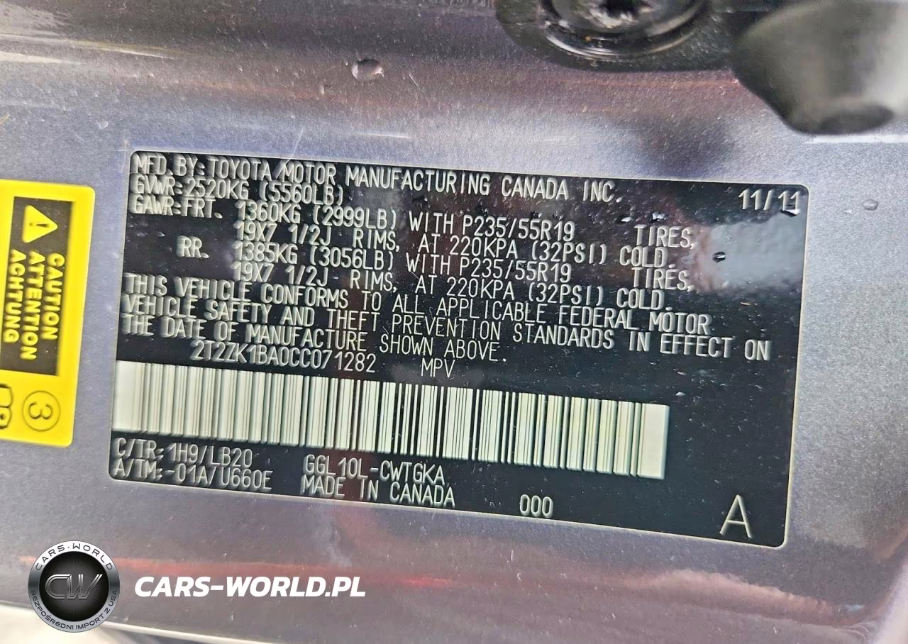 2012 Lexus Rx 350 VIN:2T2ZK1BA0CC071282 - 14