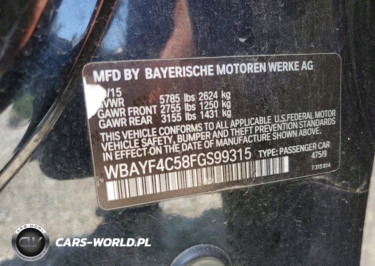 2015 BMW 740 Lxi VIN:WBAYF4C58FGS99315 - 12