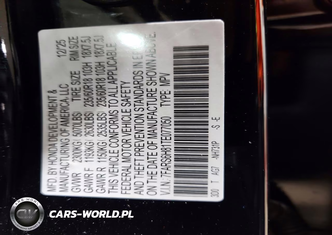 2026 Honda Cr-V Lx VIN:7FARS6H81TE077050 - 14