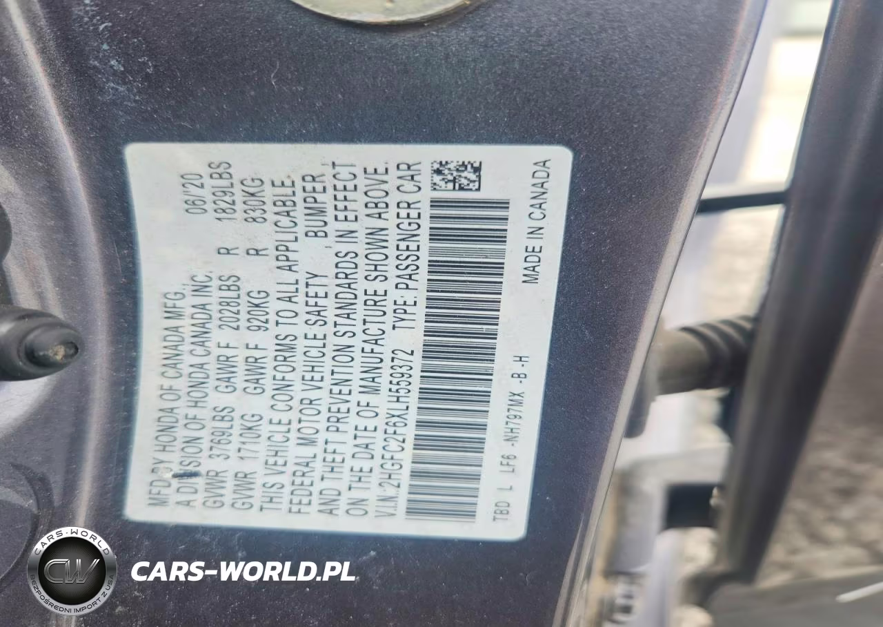 2020 Honda Civic Lx VIN:2HGFC2F6XLH559372 - 12