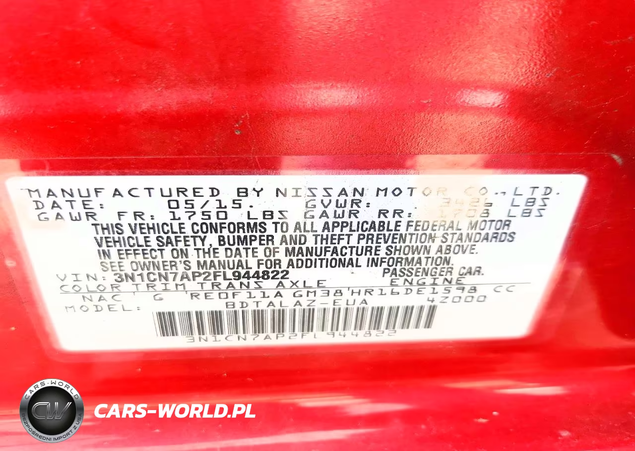 2015 Nissan Versa 1.6 S Plus VIN:3N1CN7AP2FL944822 - 12