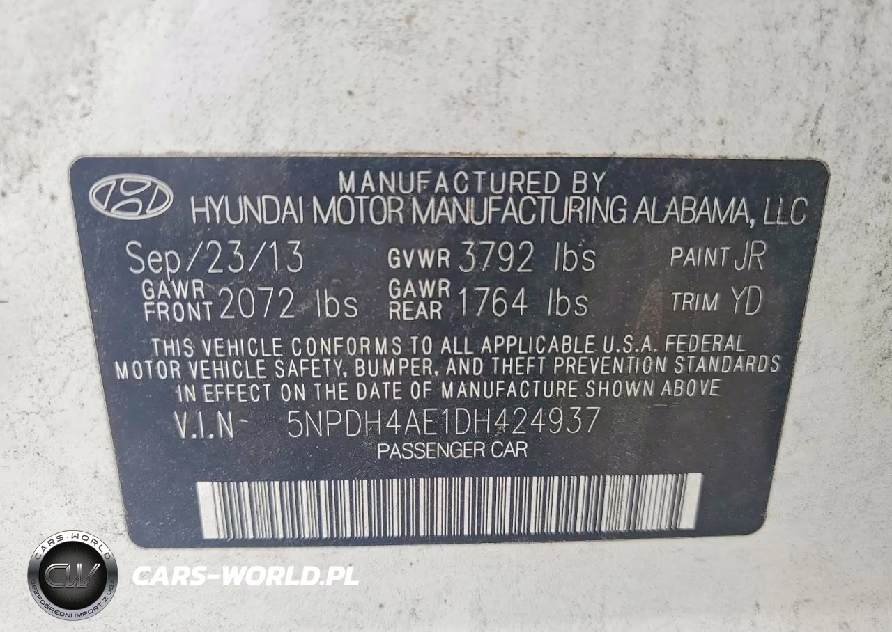 2013 Hyundai Elantra Gls VIN:5NPDH4AE1DH424937 - 12