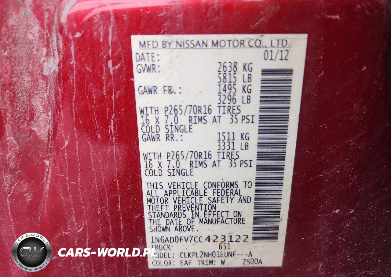 2012 Nissan Frontier Sv V6 VIN:1N6AD0FV7CC423122 - 13