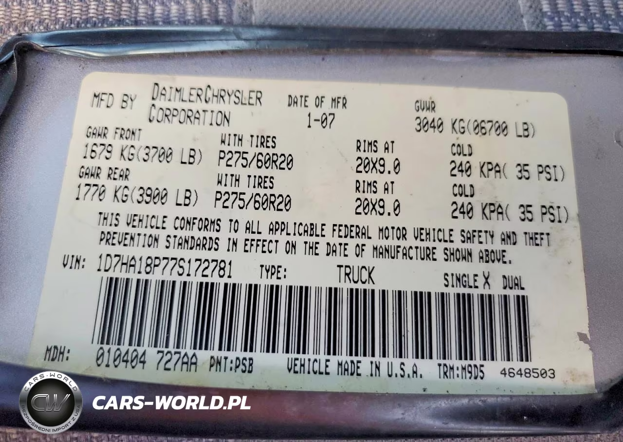 2007 Dodge Ram 1500 St VIN:1D7HA18P77S172781 - 13