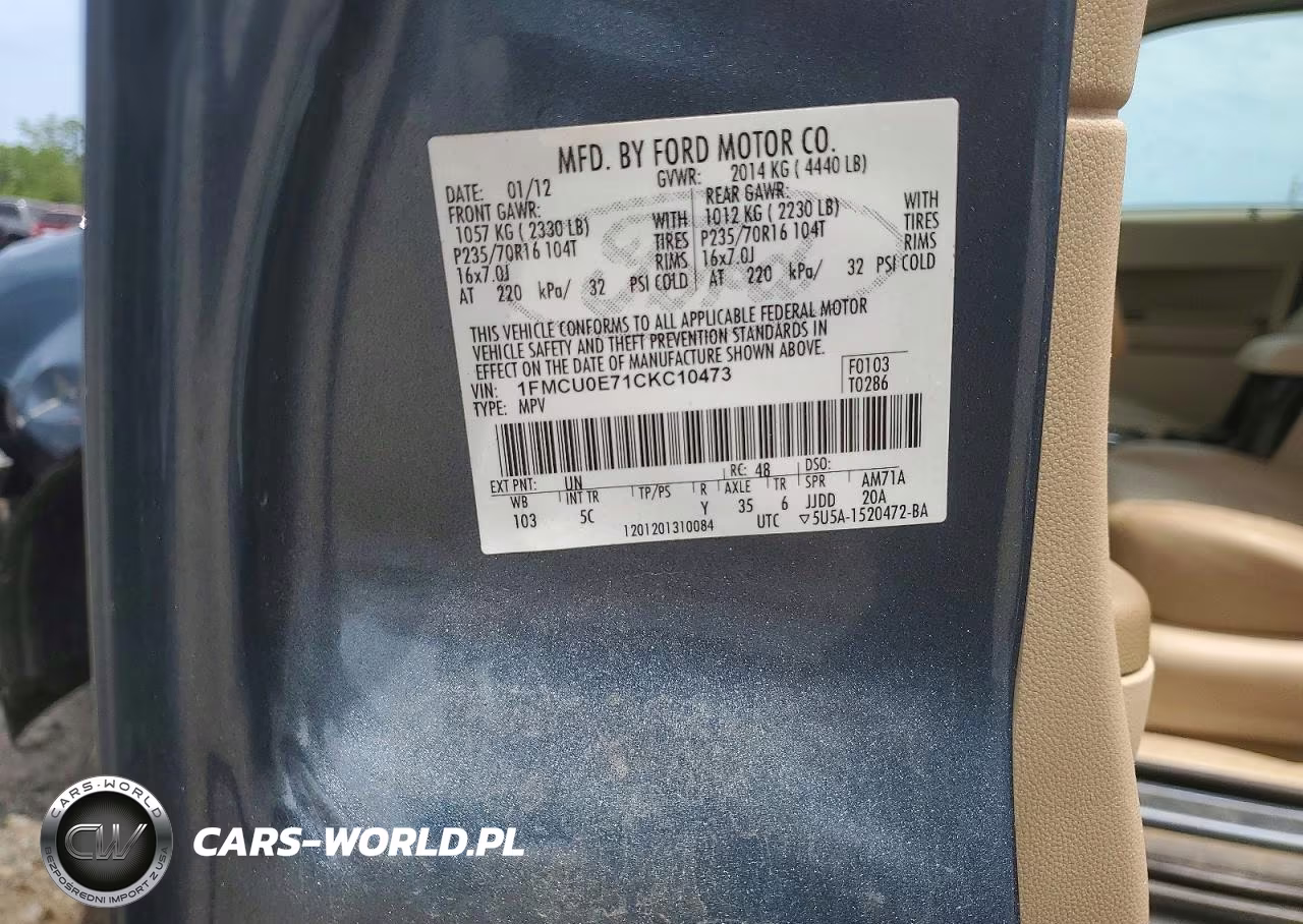 2012 Ford Escape Limited VIN:1FMCU0E71CKC10473 - 13