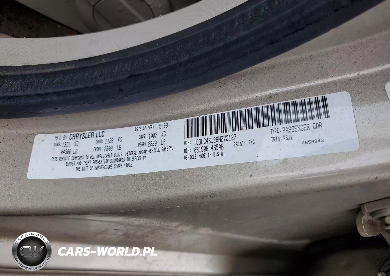 2008 Chrysler Sebring Lx VIN:1C3LC46J28N272127 - 13