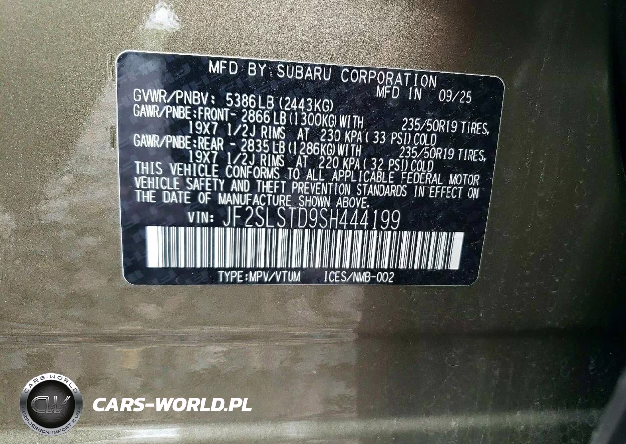 2025 Subaru Forester Touring VIN:JF2SLSTD9SH444199 - 12