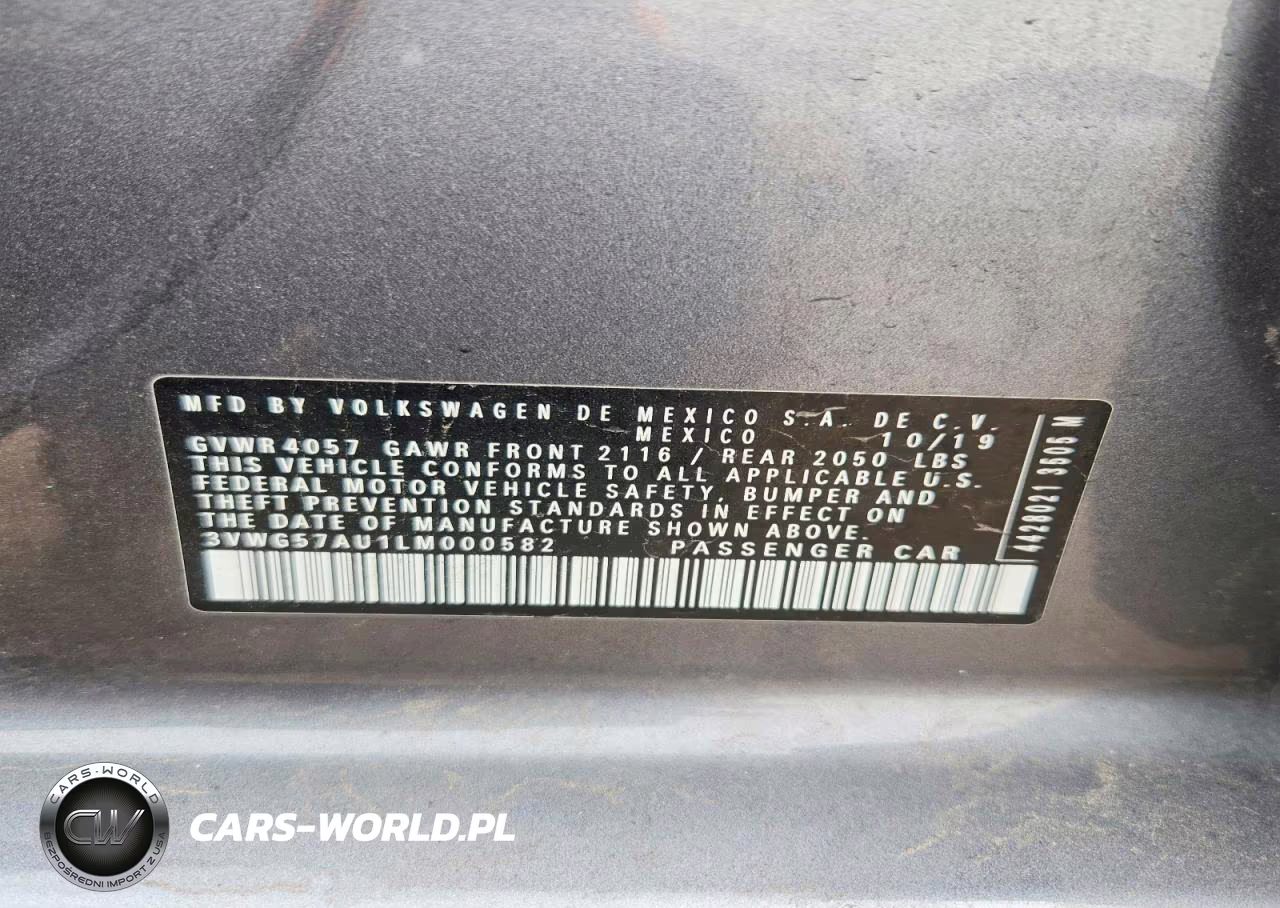 2020 Volkswagen Golf VIN:3VWG57AU1LM000582 - 12