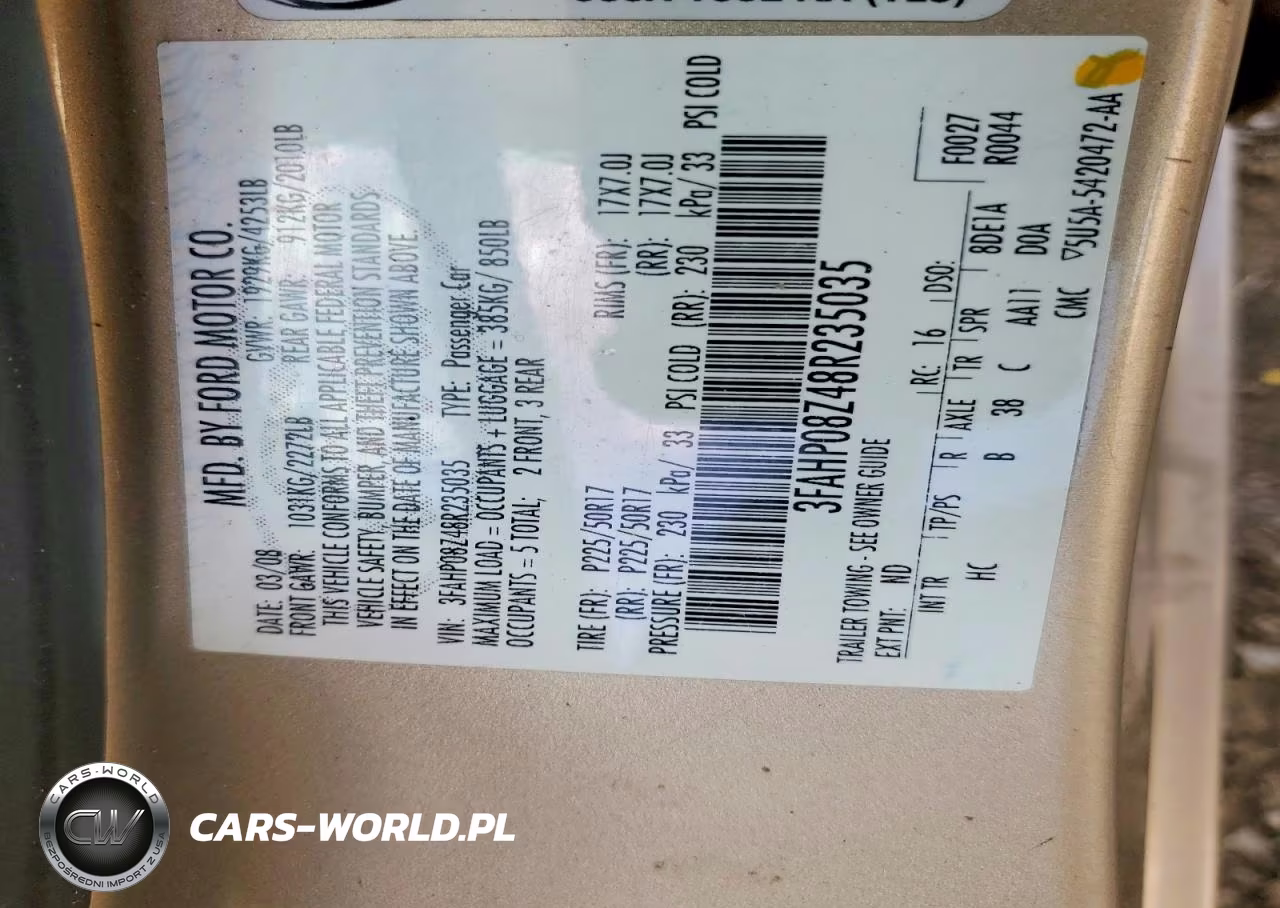 2008 Ford Fusion Sel VIN:3FAHP08Z48R235035 - 12