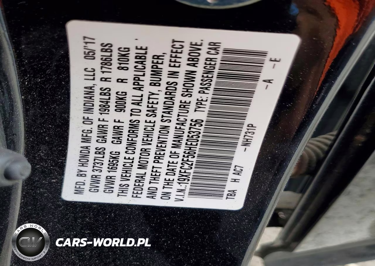 2017 Honda Civic Lx VIN:19XFC2F56HE053756 - 13