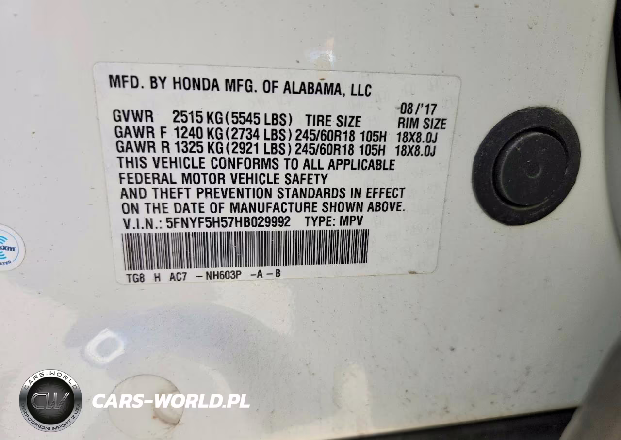 2017 Honda Pilot Exl VIN:5FNYF5H57HB029992 - 13