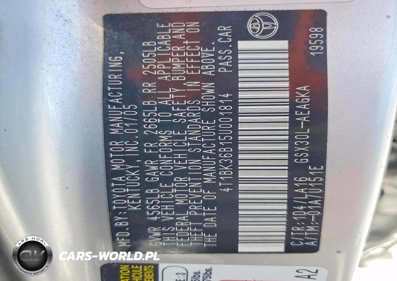 2005 Toyota Avalon Xls VIN:4T1BK36B15U001814 - 13
