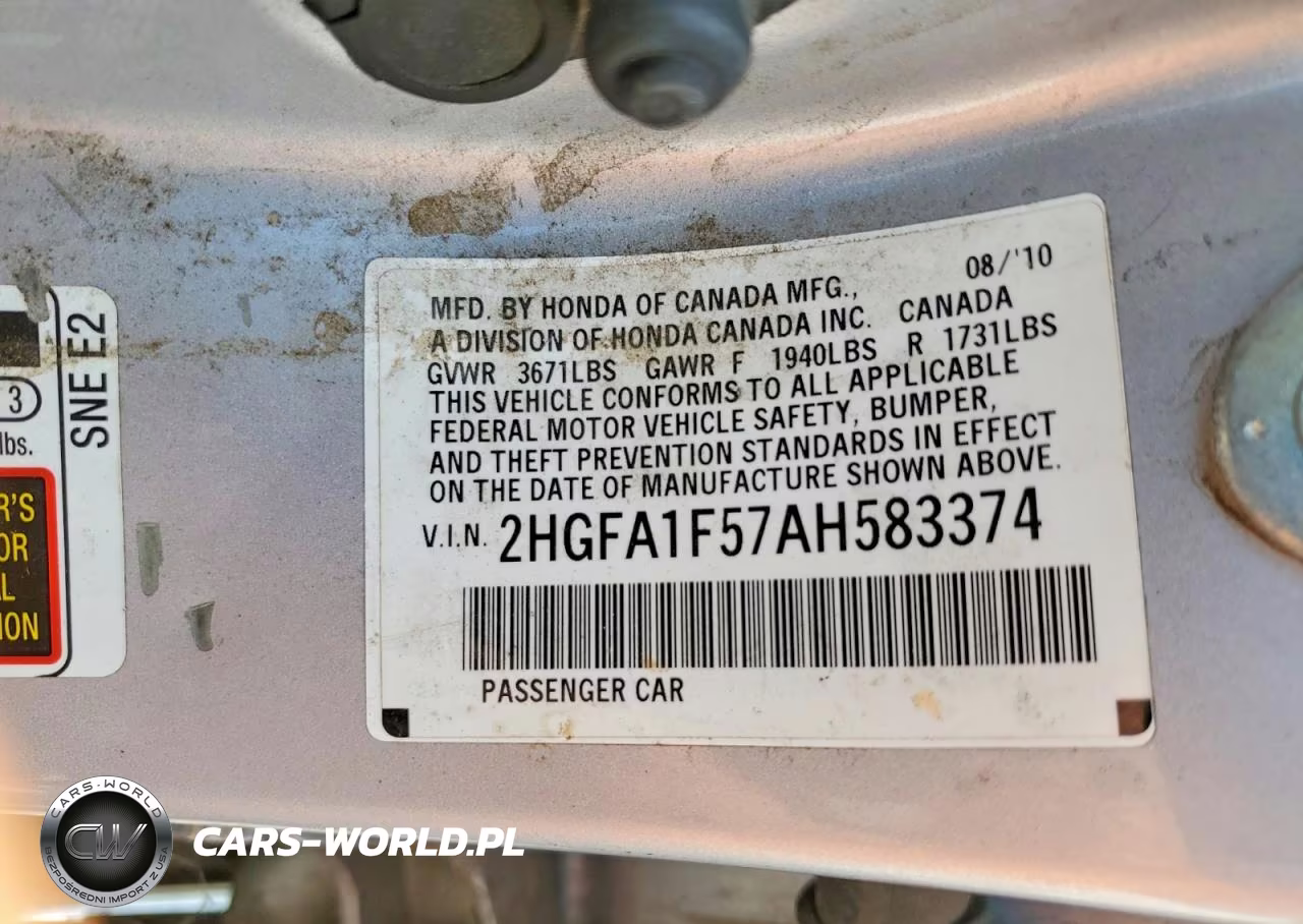 2010 Honda Civic Lx VIN:2HGFA1F57AH583374 - 12