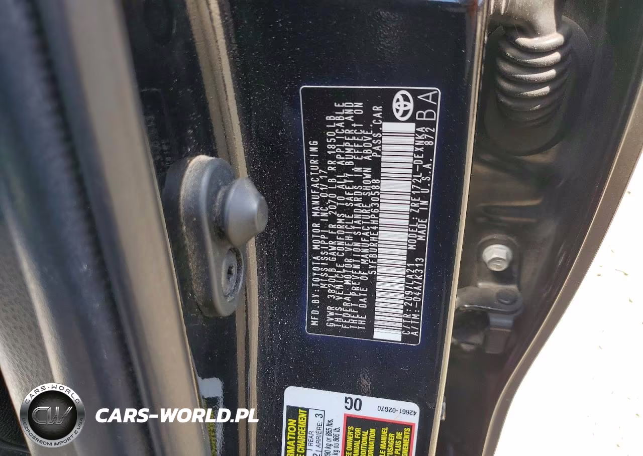 2017 Toyota Corolla Xle VIN:5YFBURHE4HP630588 - 12
