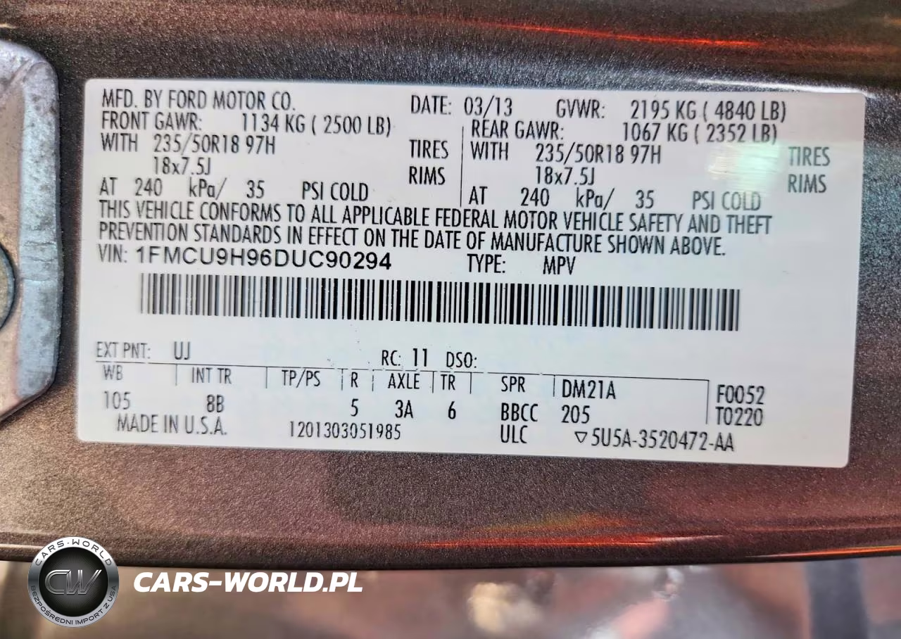 2013 Ford Escape Sel VIN:1FMCU9H96DUC90294 - 13